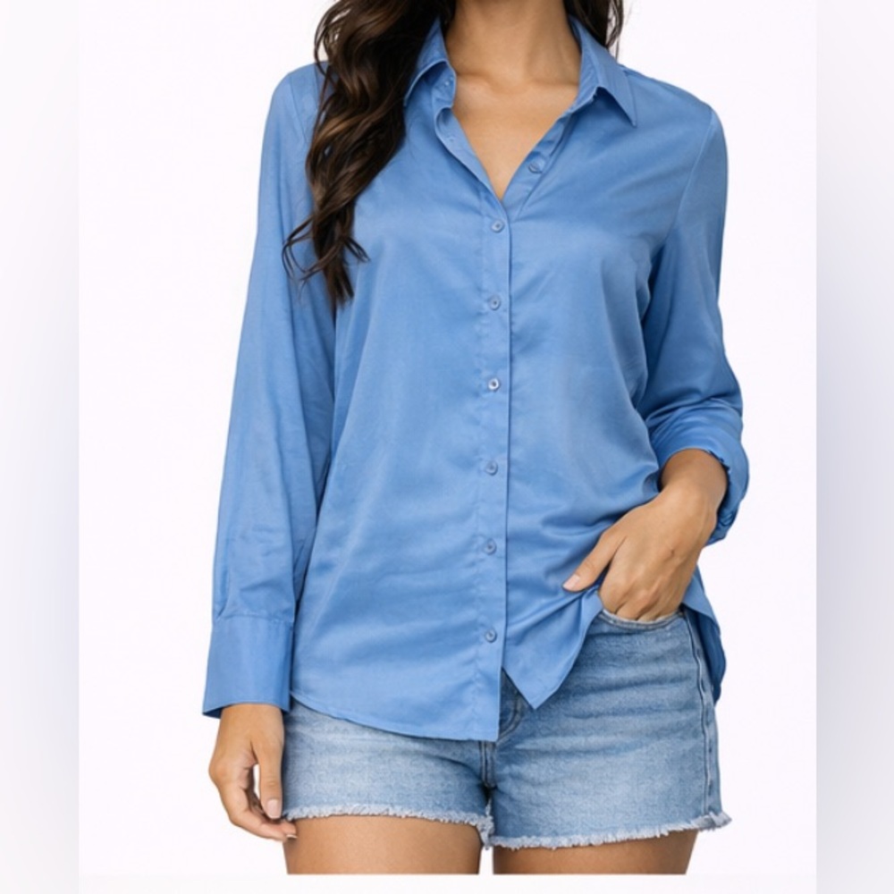 Simply Vera Vera Wang Sky Blue Button-Down Shirt